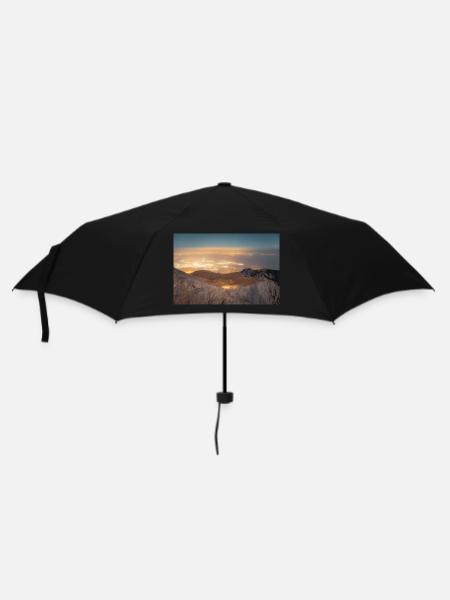 Mt Olympus and nearby towns of Greece at night - Umbrella (small) - black