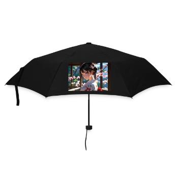 Farbenfrohe Geisha in traditioneller Eleganz - Regenschirm (klein) - Schwarz - Vorne