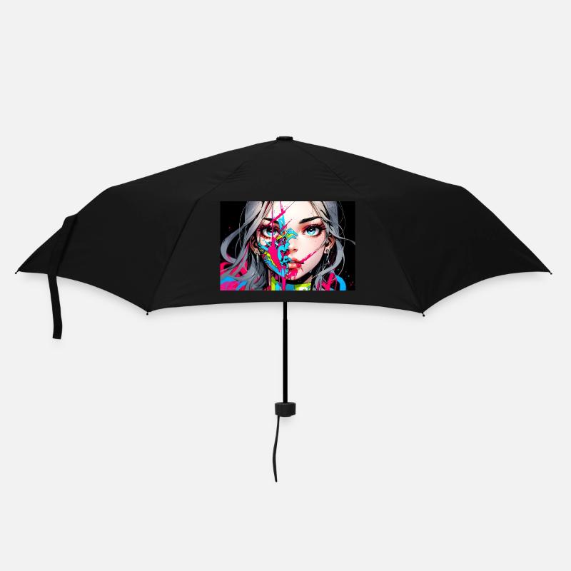 Portrait numérique d’une femme d’anime avec des couleurs - Parapluie standard - noir