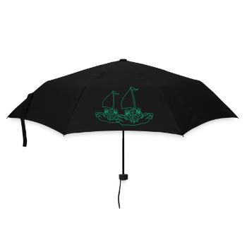 Two Sailing Ships Faces Cartoon Team Competition - Umbrella (small) - black - Front