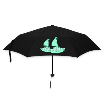 Two Sailing Ships Faces Cartoon Team Competition - Umbrella (small) - black - Front