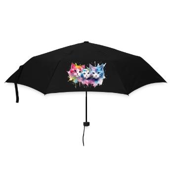 Farbenfrohe Britische Regenbogenkatzen - Regenschirm (klein) - Schwarz - Vorne