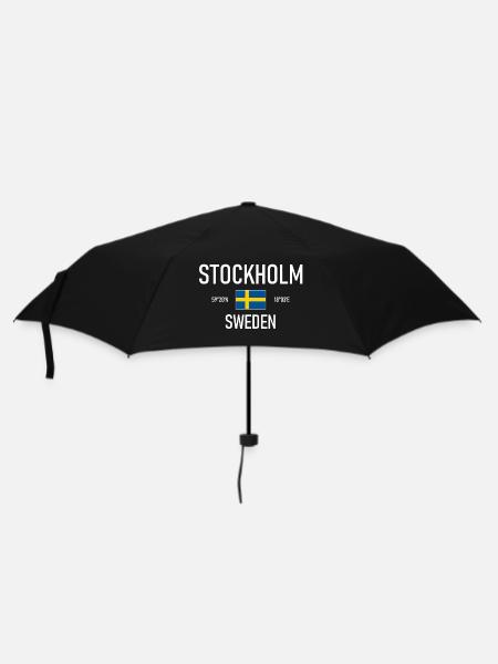 Stockholm - Suède - Sverige Coordonnées du drapeau - Parapluie standard - noir