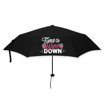 Time to Wine Down – Funny Wine Design - Umbrella (small) - black - Front