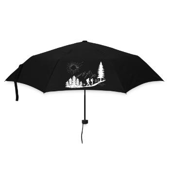 Sunrise over mountain landscape with hikers - Umbrella (small) - black - Front