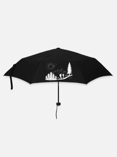 Sunrise over mountain landscape with hikers - Umbrella (small) - black