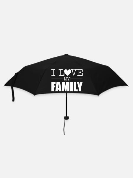 I Love My Family Herz Typo Design - Regenschirm (klein) - Schwarz