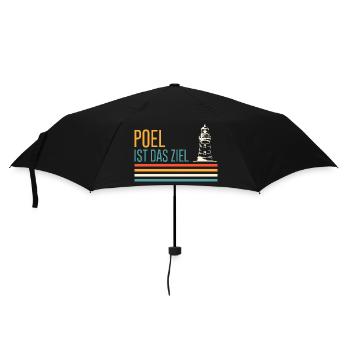Ostsee Urlaub POEL IST DAS ZIEL Leuchtturm Lustig - Regenschirm (klein) - Schwarz - Vorne