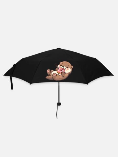 Kuschelbär mit Donut-Genuss - Regenschirm (klein) - Schwarz