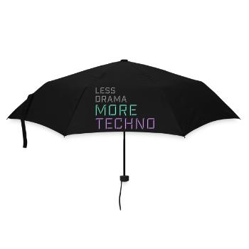 Less drama more techno Spruch Party Rave Logo Text - Regenschirm (klein) - Schwarz - Vorne