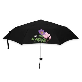 Blumen botanisch Pflanze Design - Regenschirm (klein) - Schwarz - Vorne