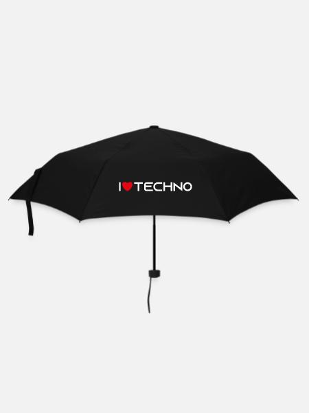 techno - Regenschirm (klein) - Schwarz