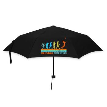 Volleyball Evolution retro Geschenk - Regenschirm (klein) - Schwarz - Vorne