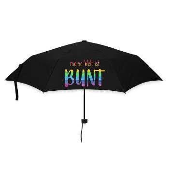 Meine Welt ist bunt - Regenbogen -fröhlich - Regenschirm (klein) - Schwarz - Vorne