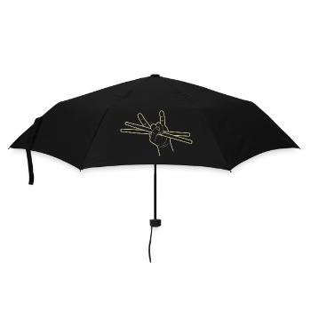 Motif de baguettes de signe de main de batteur rock - Parapluie standard - noir - Devant