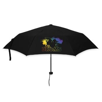 Regenbogenfarben Schlagzeug Splashart Schlagzeuger - Regenschirm (klein) - Schwarz - Vorne