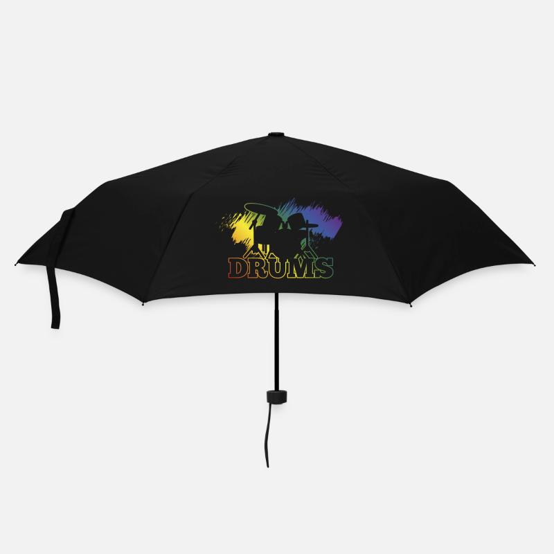 Regenbogenfarben Schlagzeug Splashart Schlagzeuger - Regenschirm (klein) - Schwarz