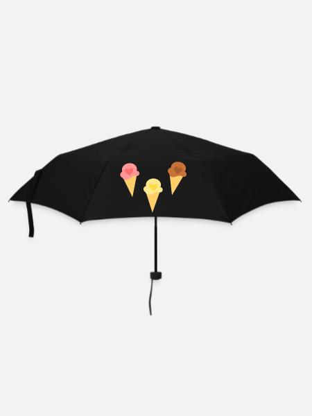 Eis Herz Eiscreme Erdbeereis Vanilleeis Schokoeis - Regenschirm (klein) - Schwarz