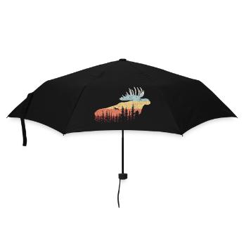 Elch - Regenschirm (klein) - Schwarz - Vorne