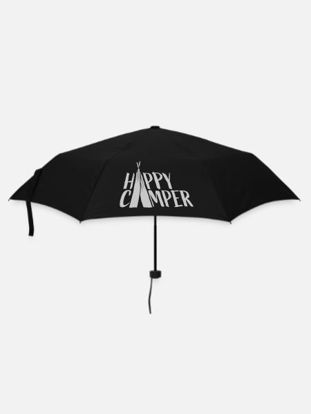 Design Zelt Happy Camper - Regenschirm (klein) - Schwarz