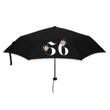Blumen zum 56-jährigen Jubiläum (Geschenk von 56 Jahren) - Regenschirm (klein) - Schwarz - Vorne
