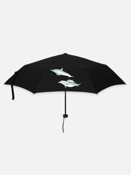 lustige Delfinfamilie - Regenschirm (klein) - Schwarz