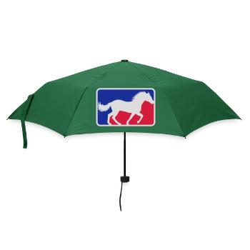 Rot Blau Sport Pferd - Regenschirm (klein) - Flaschengrün - Vorne