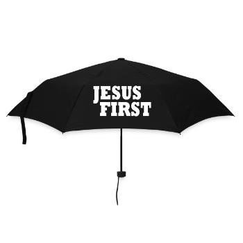 Jesus first - Regenschirm (klein) - Schwarz - Vorne