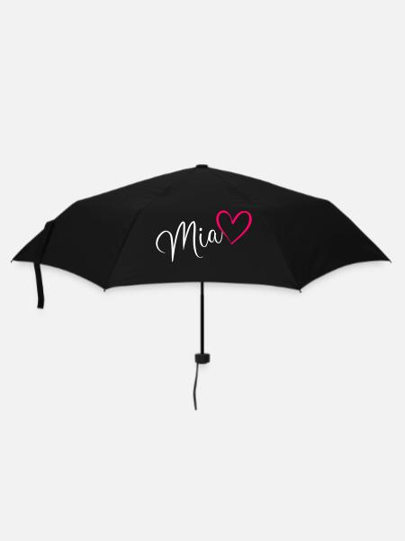 Mia Surname First Name Heart pink - Umbrella (small) - black