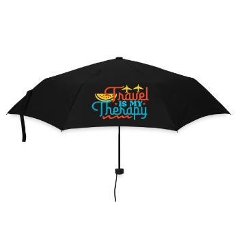 Travel Is My Therapy - Regenschirm (klein) - Schwarz - Vorne