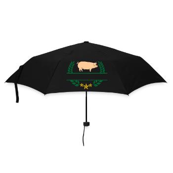 Pig in green laurel wreath - Umbrella (small) - black - Front
