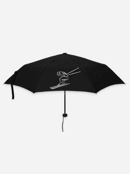 Skifahrer Zeichnung - Regenschirm (klein) - Schwarz