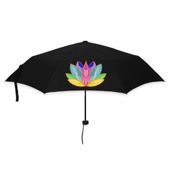 Blühendes Lotus Mandala Design - Regenschirm (klein) - Schwarz - Vorne