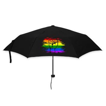 Regenbogen Flagge Faust used - Regenschirm (klein) - Schwarz - Vorne