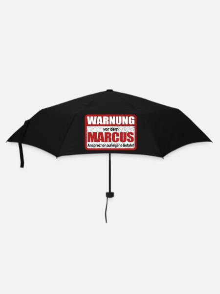Marcus Name Lustiges Warnschild - Regenschirm (klein) - Schwarz