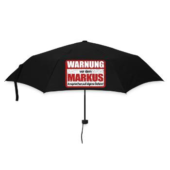 Markus Name Lustiges Warnschild - Regenschirm (klein) - Schwarz - Vorne