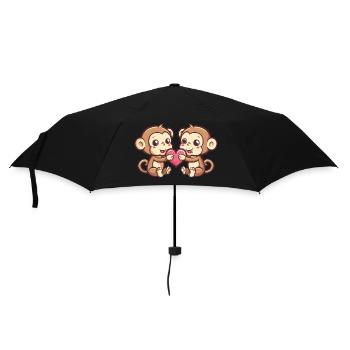 Monkey Couple In Love Animal Valentine's Day - Umbrella (small) - black - Front