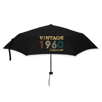 Vintage 1960 Original Parts Year Of Birth Birthday - Umbrella (small) - black - Front