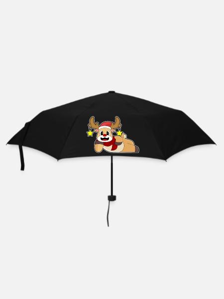 Rentier Weihnachten Winter - Regenschirm (klein) - Schwarz