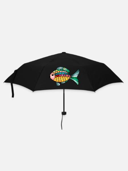 Fisch - Regenschirm (klein) - Schwarz