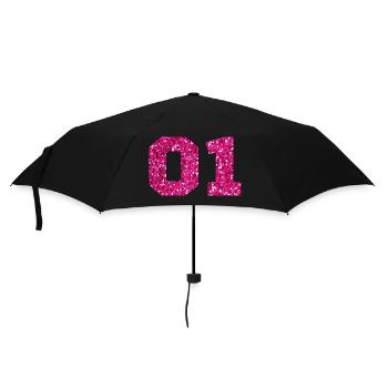 Numéro 1 paillettes rose -1e anniversaire - Parapluie standard - noir - Devant