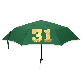 Numéro 31 paillettes doré - 31e anniversaire - Parapluie standard - vert bouteille - Devant