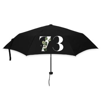 Number 73 Floral Green - 73rd Floral Birthday - Umbrella (small) - black - Front