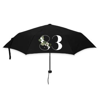 Number 83 Floral Green - 83rd Floral Birthday - Umbrella (small) - black - Front
