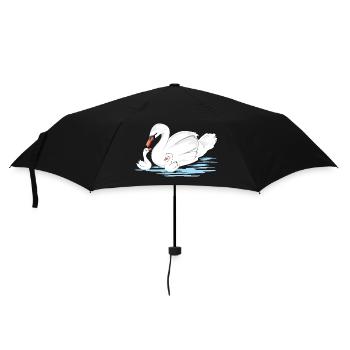 White swan mom and her two babies - Umbrella (small) - black - Front