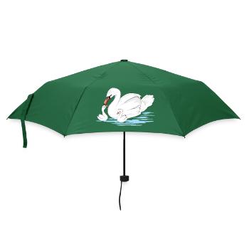Maman cygne blanc et ses deux bébés - Parapluie standard - vert bouteille - Devant