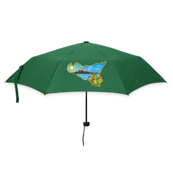 Panorama de l’Etna sur la carte de la Sicile - Parapluie standard - vert bouteille - Devant