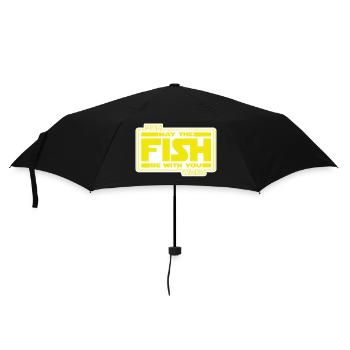 May the Fish be with YOU! (gelb/weiß) - Regenschirm (klein) - Schwarz - Vorne