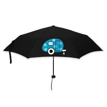 Caravan Camping Schnee Schneeflocken Winter Fan - Regenschirm (klein) - Schwarz - Vorne