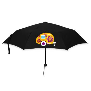 Caravan Hibiskus Hawai Camping Vintage Hippie fan - Regenschirm (klein) - Schwarz - Vorne
